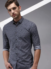 Men Navy Printed Casual Shirt-ORIGINPRINT-1745-Navyblue